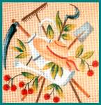 Jardin et Temps des Cerises sur un Coussin