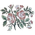 Fushia, Roses et Iris en tapisseire aux point de St. Cyr