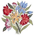 Coussin Pivoine et Iris en tapisserie